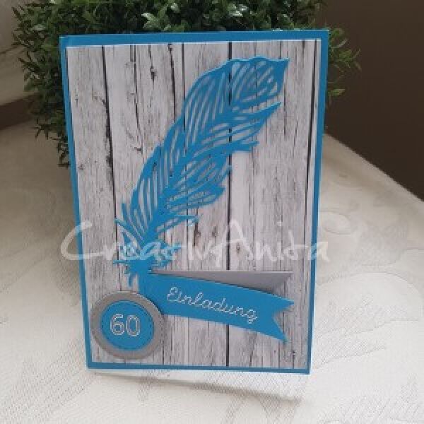 Einladungskarte Feder - Geburtstagseinladung